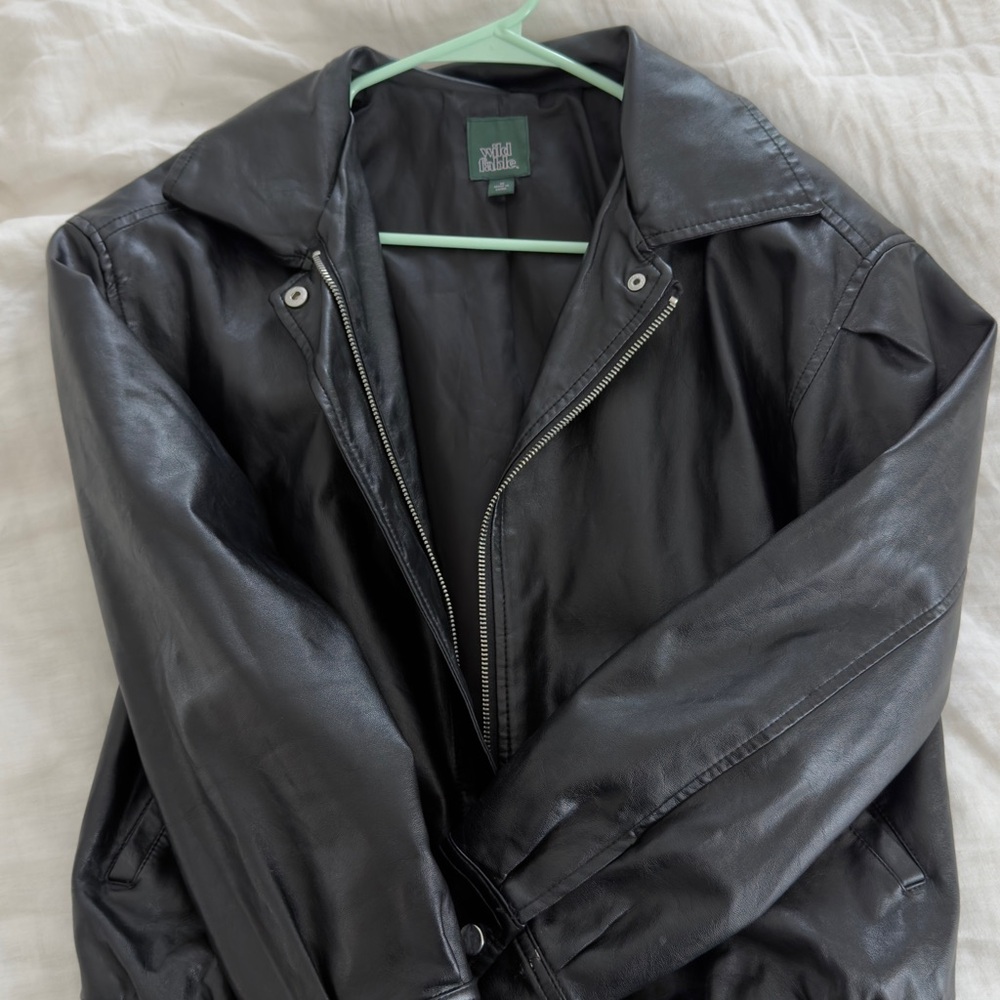 wild fable Black Faux Leather Rider Jacket